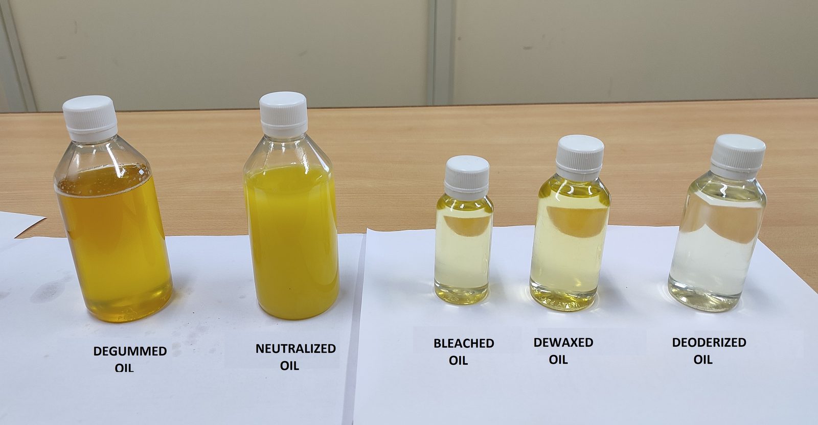 Sunflower Oil (SFO) samples at each refining stage: degummed, neutralized, bleached, dewaxed and deodorized oil