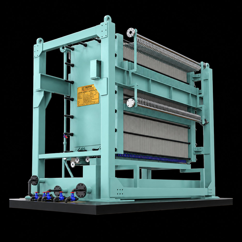 MIURA's Gravity Super Filter - Standard Design, front side orientation (3D render)